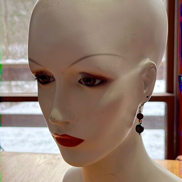 Bundle Sale 3 for $15 | Wood Dangle Earrings on Silver Tone Hooks - Picture 4 of 8